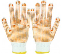 pvc polka dots gloves/pvc dotted cotton working gloves