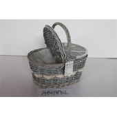 colored wicker picnic basket