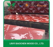 Red film faced plywood with brand name