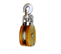WST039 WOODEN SHELL SNATCH BLOCK WITH HOOK SELF-LOCKING