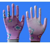 Flower CE of 13 gauge PU coated gloves for safety