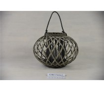 Handmade Round Grey Willow lanterns with Rope Handle