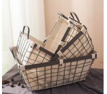 Kitchen Baskets Metal -Wire Basket with Linen handle