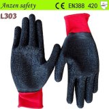 China Manufacture Nylon Liner Wrinkle Surface Latex Glove