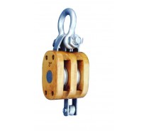 049 REGULAR WOOD BLOCK DUBLE SHEAVE WITH  SHACKLE