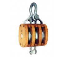 050 REGULAR WOOD BLOCK TRIPLE SHEAVE WITH SHACKLE