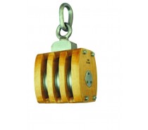 WST139 JIS SHIP'S WOODEN BLOCK TRIPLE WITH LINK