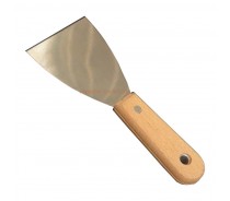 Putty knife with wooden handle