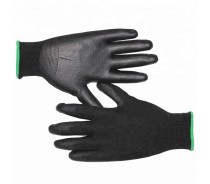 Hot selling black PU coated nylon/polyester cheap work glove