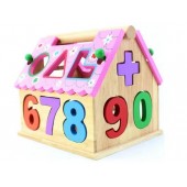 Colorful 0-9 Digital Geometry Shape Box Wooden Dollhouse Toy