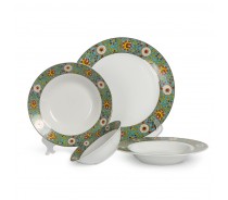 16pcs Exquisite decal design green ceramic dinnerware
