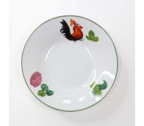Wholesale cock fiower decal design ceramic soup plate
