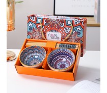 Bohemian Ceramic Bowls Dinnerware Set With Gift Box