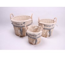Medium-size Oval Wicker Storage Basket With Handle set of 3