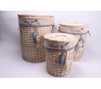 Round willow laundry baskets set of 3