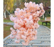 Pink Artificial Silk Cherry Blossom Branches For Decoration