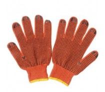Orange Cotton Gloves With Black PVC Dots On Palm